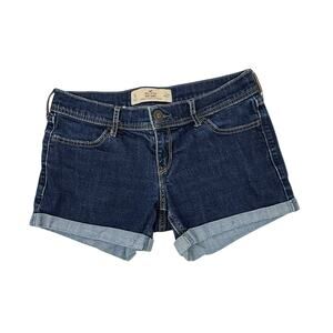 Hollister Denim Shorts Womens Size 5 Mid Short Blue Jean Cuffed Y2K Style